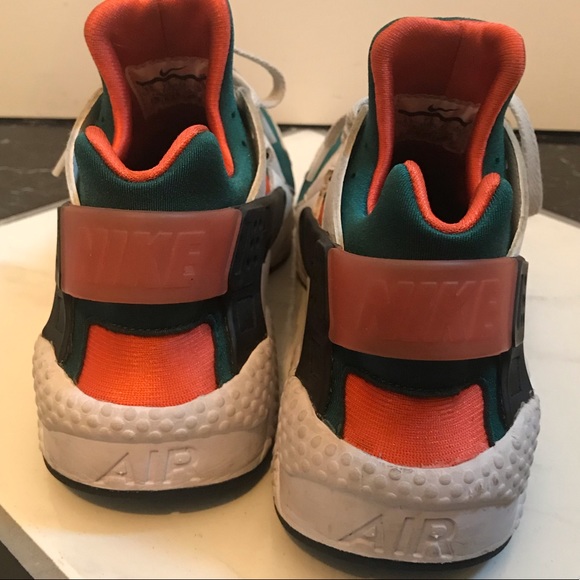 Nike air huarache orange green gently worn sneaker Men’s 8.5 Hipster Normcore - Picture 3 of 8